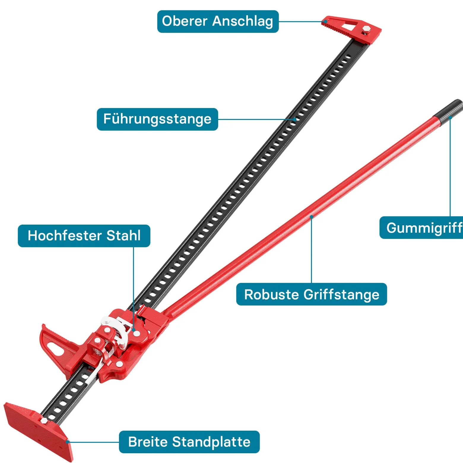 Wiltec Farm Jack Wagenheber 150 cm 60" 3000 kg, Offroad Stockwinde für Geländewagen, ATV Heber, Allzweckheber