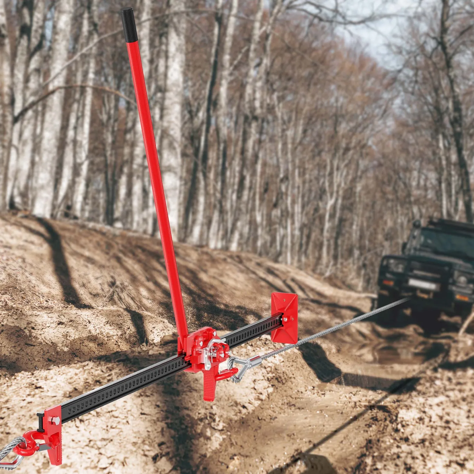 Wiltec Farm Jack Wagenheber 150 cm 60" 3000 kg, Offroad Stockwinde für Geländewagen, ATV Heber, Allzweckheber