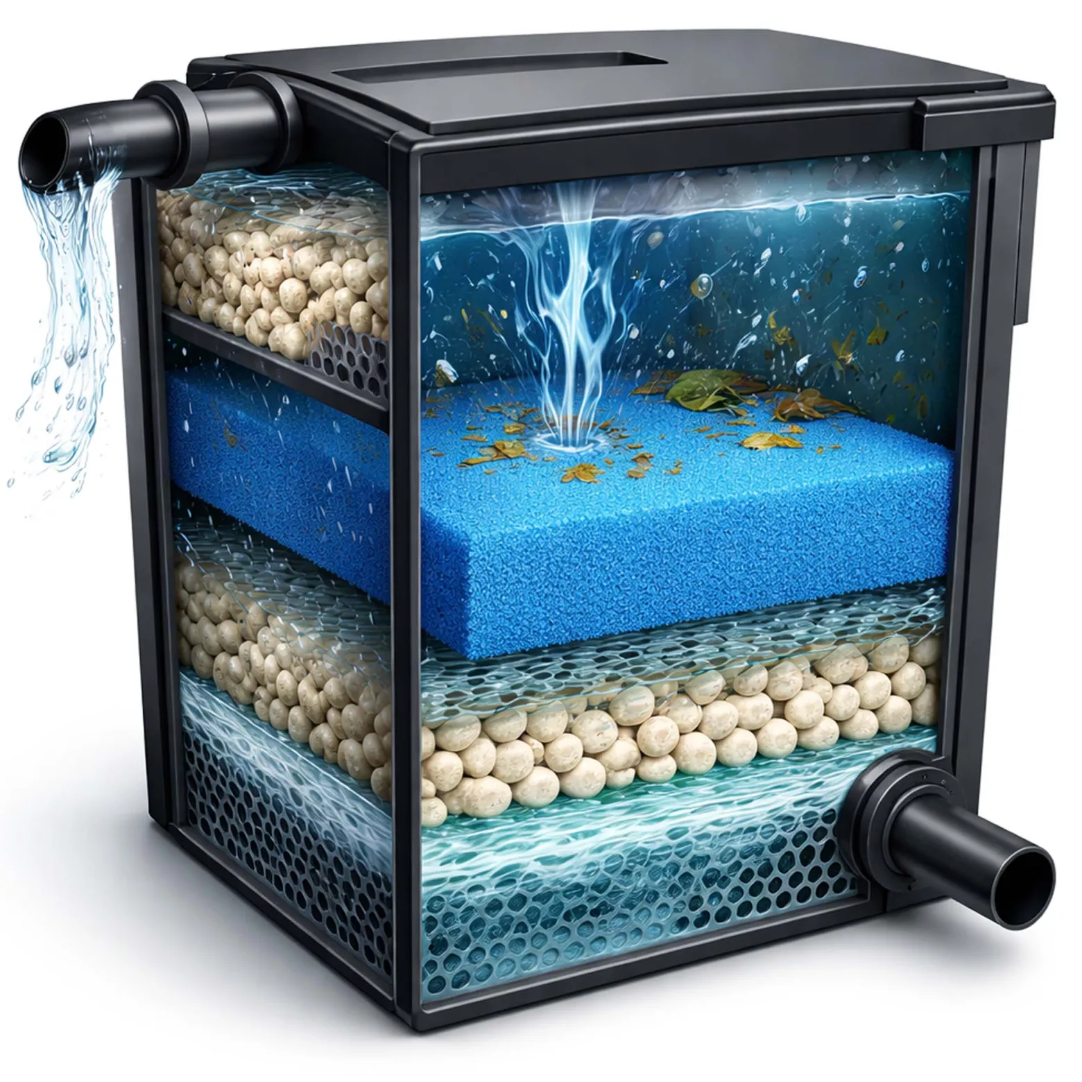 Wiltec Filtermatte Schaumstoff 50 x 50 x 10 cm mittlere Porung 20 ppi für Teichfilter Aquarienfilter Aquarium Filter Außenfilter Wasser