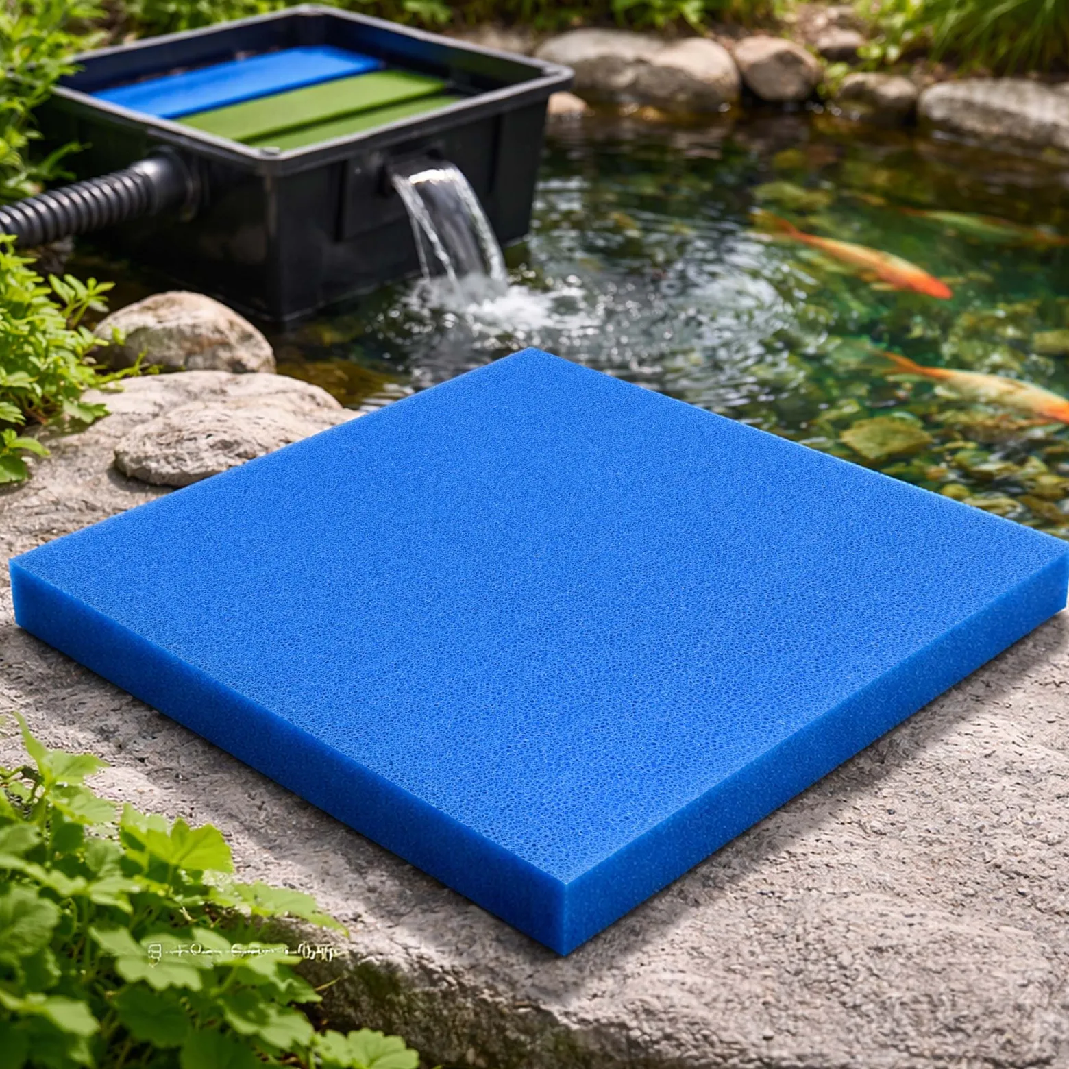 Wiltec Filtermatte Schaumstoff 50 x 50 x 10 cm grobe Porung 10 ppi für Teichfilter Aquarienfilter Aquarium Filter Außenfilter Wasser