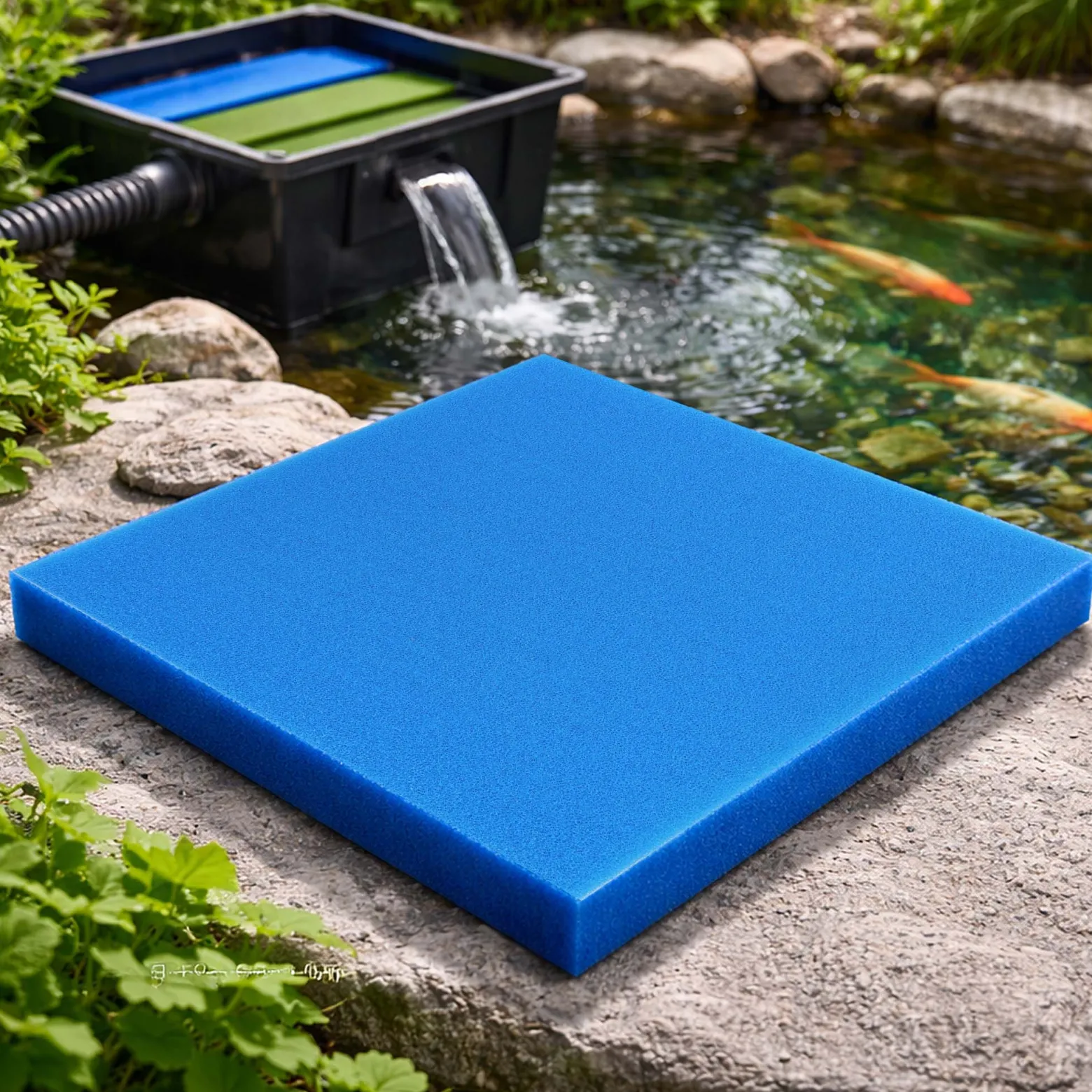 Wiltec Filtermatte Schaumstoff 50 x 50 x 5 cm mittlere Porung 20 ppi für Teichfilter Aquarienfilter Aquarium Filter Außenfilter Wasser