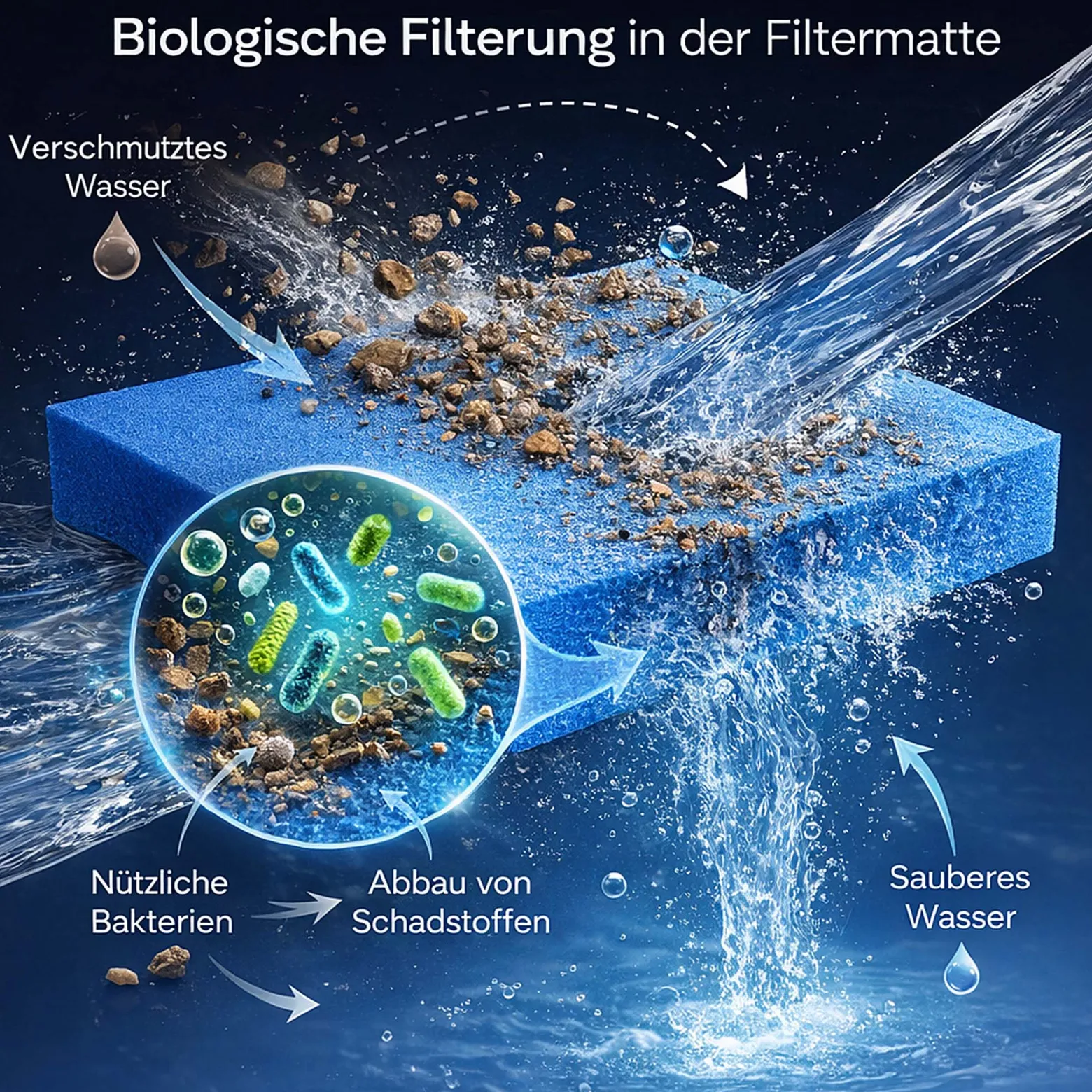 Wiltec Filtermatte Schaumstoff 50 x 50 x 5 cm mittlere Porung 20 ppi für Teichfilter Aquarienfilter Aquarium Filter Außenfilter Wasser