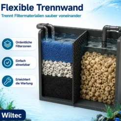 Wiltec Filtermedienauflage 68 x 40 x 1,2 cm mit 18 x 18 mm Raster, Unterlage und Trennwand für Filtermedien, Aquarien Filtermaterial