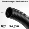 Wiltec Flexibler Förderschlauch 10m Spiralschlauch 40mm (1 1/2") schwarz mit Verstärkungsspirale Bewässerung Wasser Teich