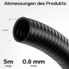Wiltec Flexibler Förderschlauch 5m Spiralschlauch 40mm (1 1/2") schwarz mit Verstärkungsspirale Bewässerung Wasser Teich