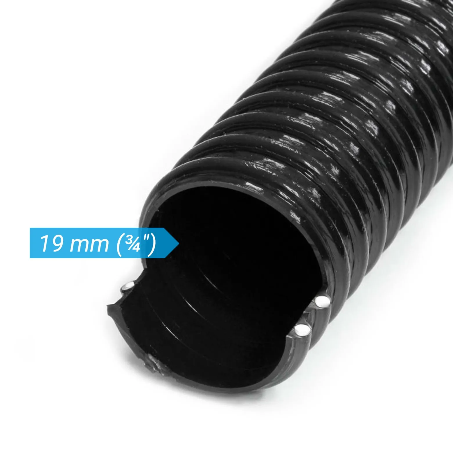 Wiltec Flexibler Förderschlauch 5m Spiralschlauch 19mm (3/4") schwarz mit Verstärkungsspirale Bewässerung Wasser Teich