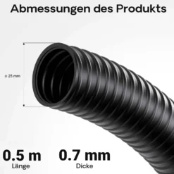 Wiltec Flexibler Förderschlauch – Länge 0,5 m, Innendurchmesser 25 mm (1