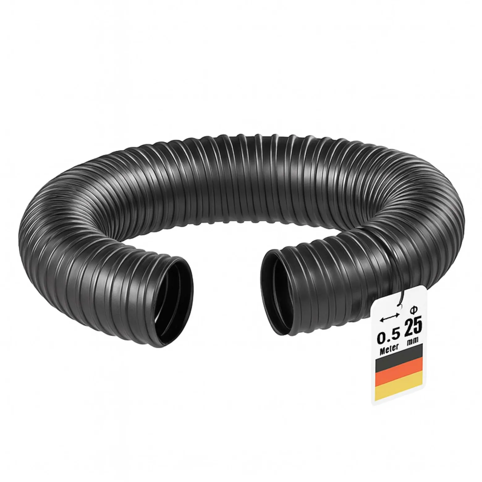 Wiltec Flexibler Förderschlauch – Länge 0,5 m, Innendurchmesser 25 mm (1") – schwarz – Spiralschlauch mit Verstärkungsspirale – Saugschlauch für Entwässerung, Koi Teich, hydrolysebeständig