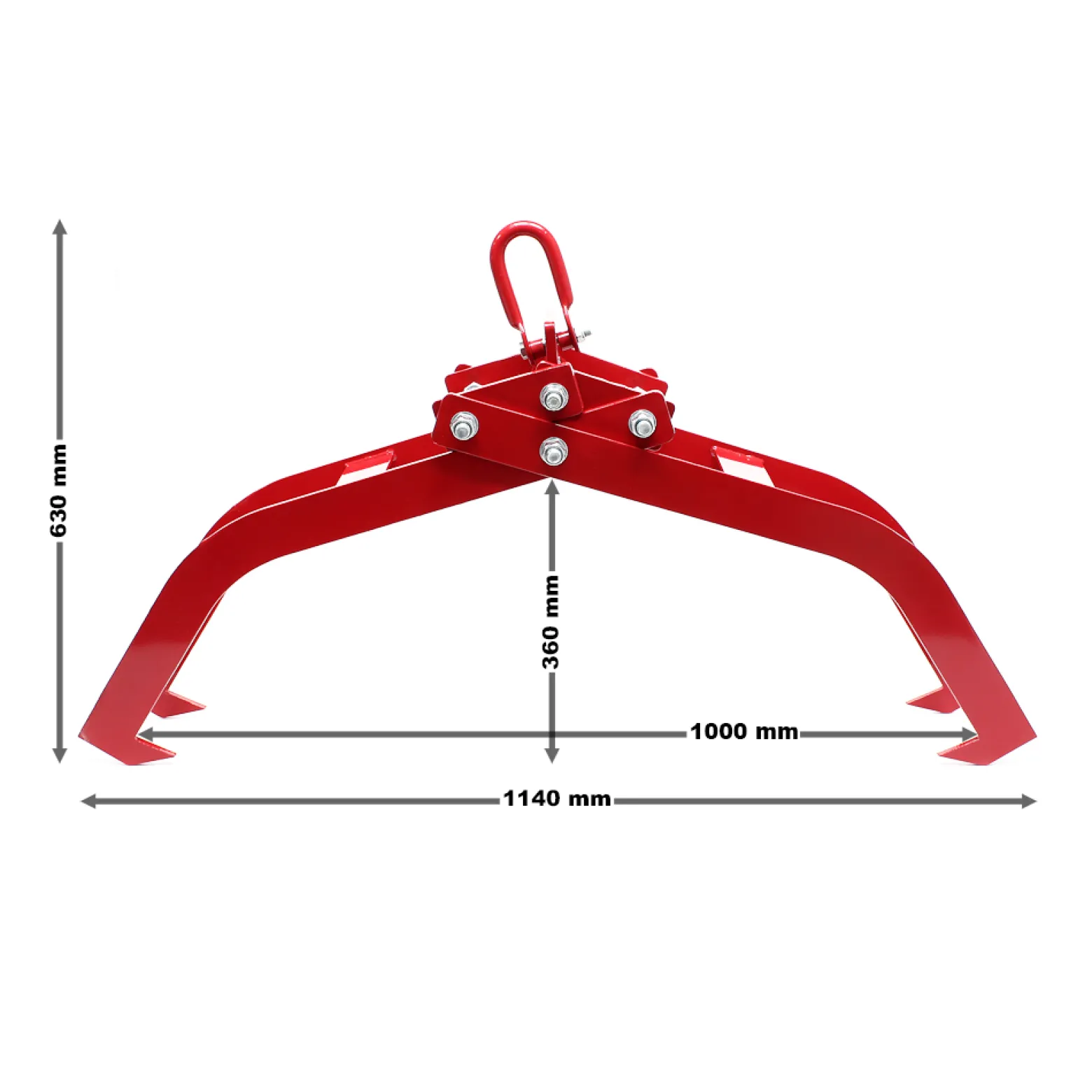 Wiltec Forstzange für Baumstämme bis 850 mm, 1500 kg Zugkraft, Hebezange mit 4 Klemmdornen