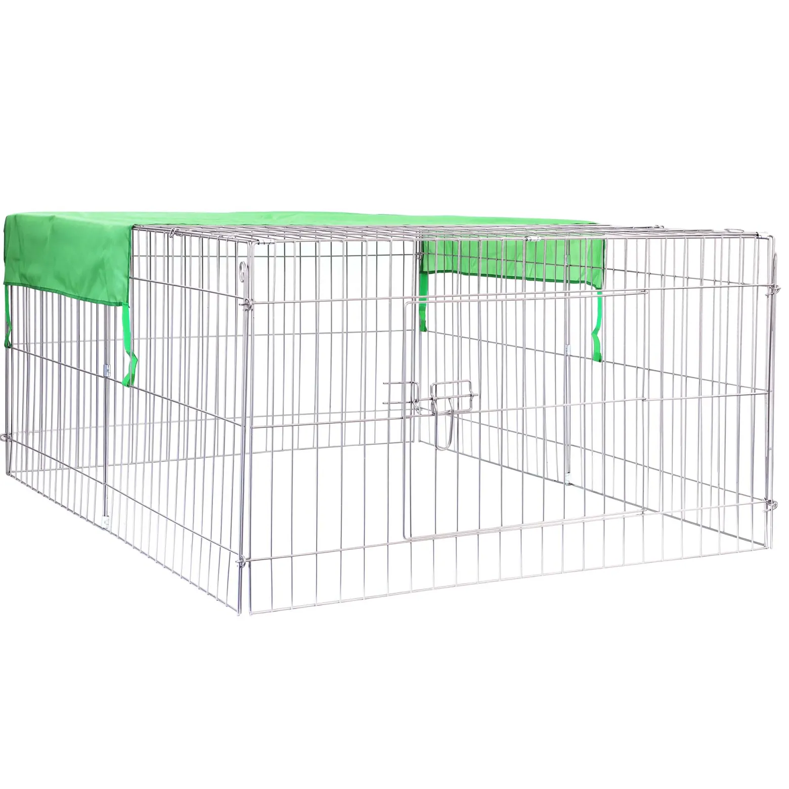 Wiltec Freilaufgehege für Kleintiere, 144 x 116 x 58 cm, stabiles und sicheres Laufstallgitter mit Sonnenschutz und 1 Öffnung