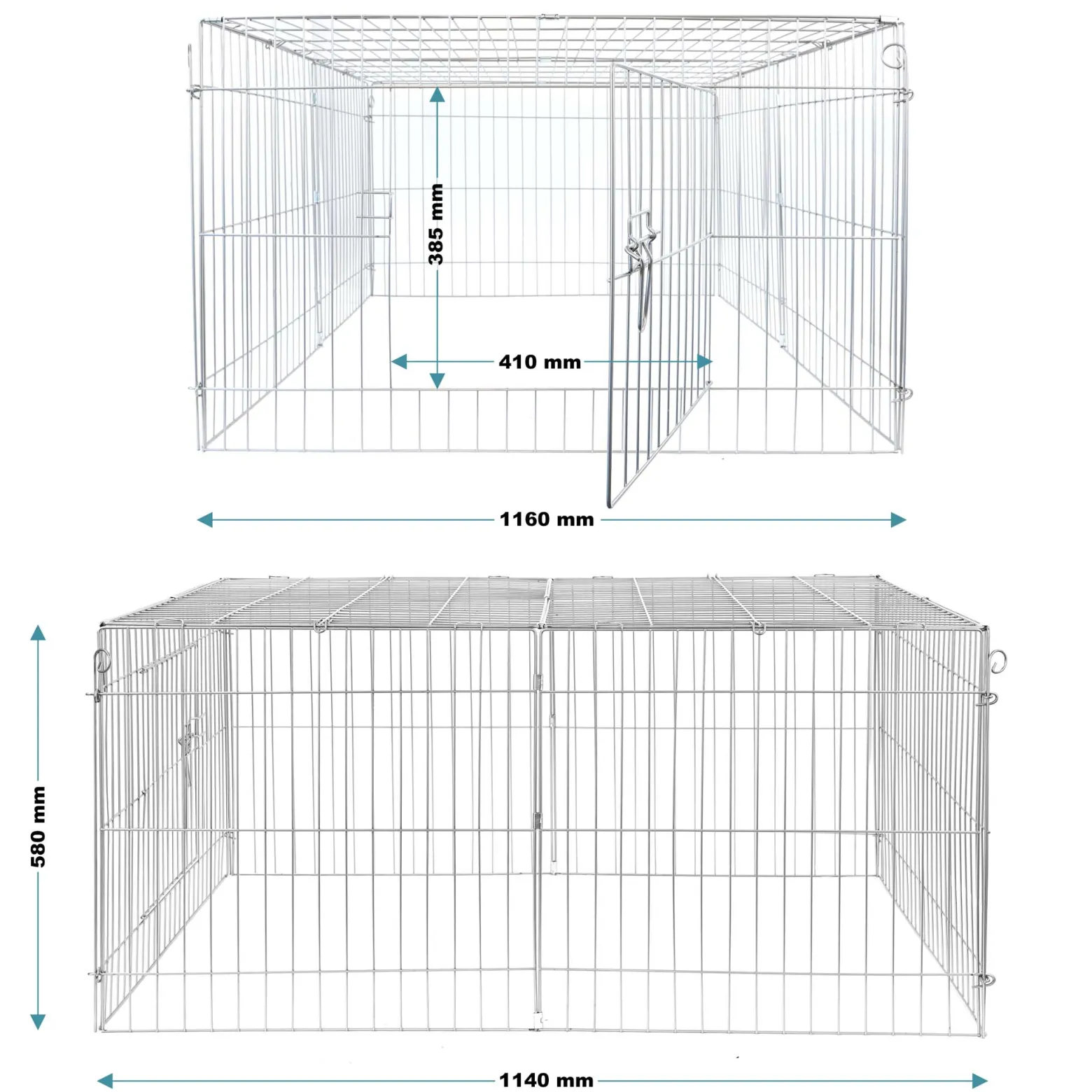 Wiltec Freilaufgehege für Kleintiere, 144 x 116 x 58 cm, stabiles und sicheres Laufstallgitter mit Sonnenschutz und 1 Öffnung