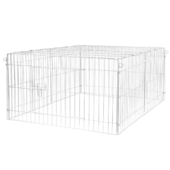 Wiltec Freilaufgehege für Kleintiere, 144 x 116 x 58 cm, stabiles und sicheres Laufstallgitter mit Sonnenschutz und 1 Öffnung