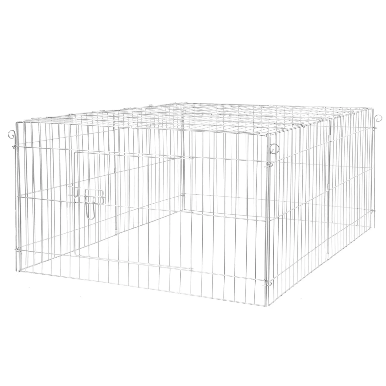Wiltec Freilaufgehege für Kleintiere, 144 x 116 x 58 cm, stabiles und sicheres Laufstallgitter mit Sonnenschutz und 1 Öffnung
