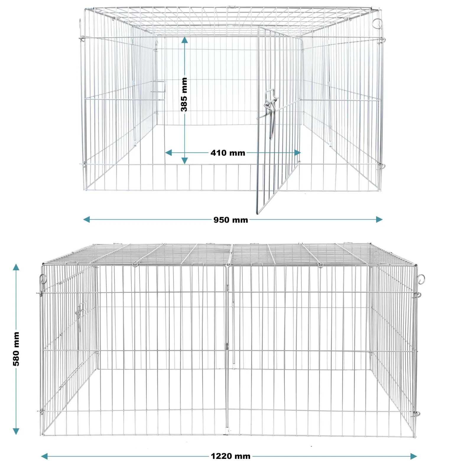 Wiltec Freilaufgehege für Kleintiere, 122 x 95 x 58 cm, stabiles und sicheres Laufstallgitter mit Sonnenschutz und 1 Öffnung