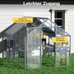 Wiltec Freilaufgehege Katzen 280 x 188 x 188 cm, Katzenfreigehege Holz, Außengehege verschiedene Ebenen, Katzengehege für Garten, Balkon