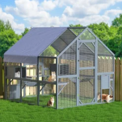 Wiltec Freilaufgehege Katzen 210 x 187 x 187 cm, Katzenfreigehege Holz, Außengehege verschiedene Ebenen, Katzengehege für Garten, Balkon