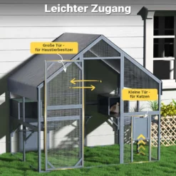 Wiltec Freilaufgehege Katzen 140 x 187 x 187 cm, Katzenfreigehege Holz, Außengehege verschiedene Ebenen, Katzengehege für Garten, Balkon