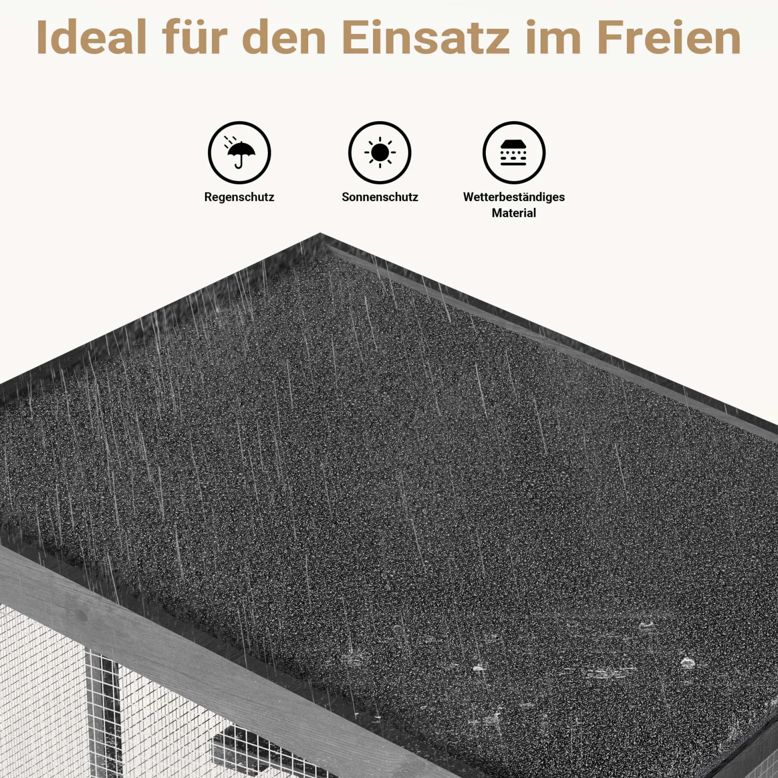 Wiltec Freilaufgehege Katzen 74 x 78 x 180 cm, Katzenfreigehege Tannenholz, Außengehege mehrere Ebenen und Rollen, Katzengehege für Garten, Balkon