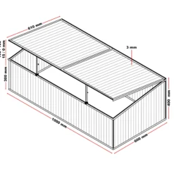Wiltec Frühbeet Gewächshaus aus Aluminium, 100 x 60 x 40 cm, Gemüsebeet mit arretierbarem Dach und 2 Flügeln, witterungsbeständig, UV-Schutz
