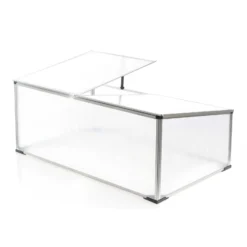 Wiltec Frühbeet Gewächshaus aus Aluminium, 100 x 60 x 40 cm, Gemüsebeet mit arretierbarem Dach und 2 Flügeln, witterungsbeständig, UV-Schutz