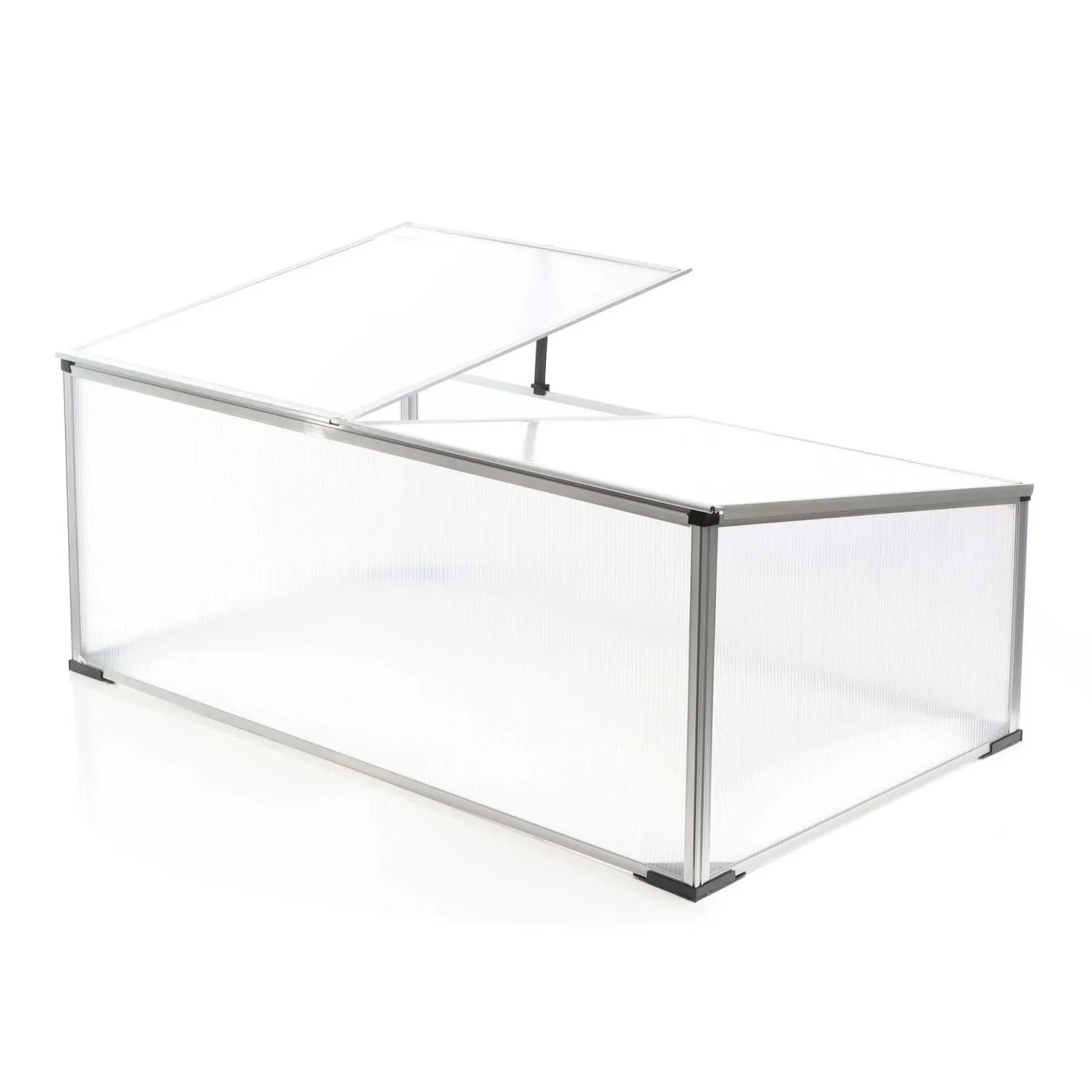 Wiltec Frühbeet Gewächshaus aus Aluminium, 100 x 60 x 40 cm, Gemüsebeet mit arretierbarem Dach und 2 Flügeln, witterungsbeständig, UV-Schutz