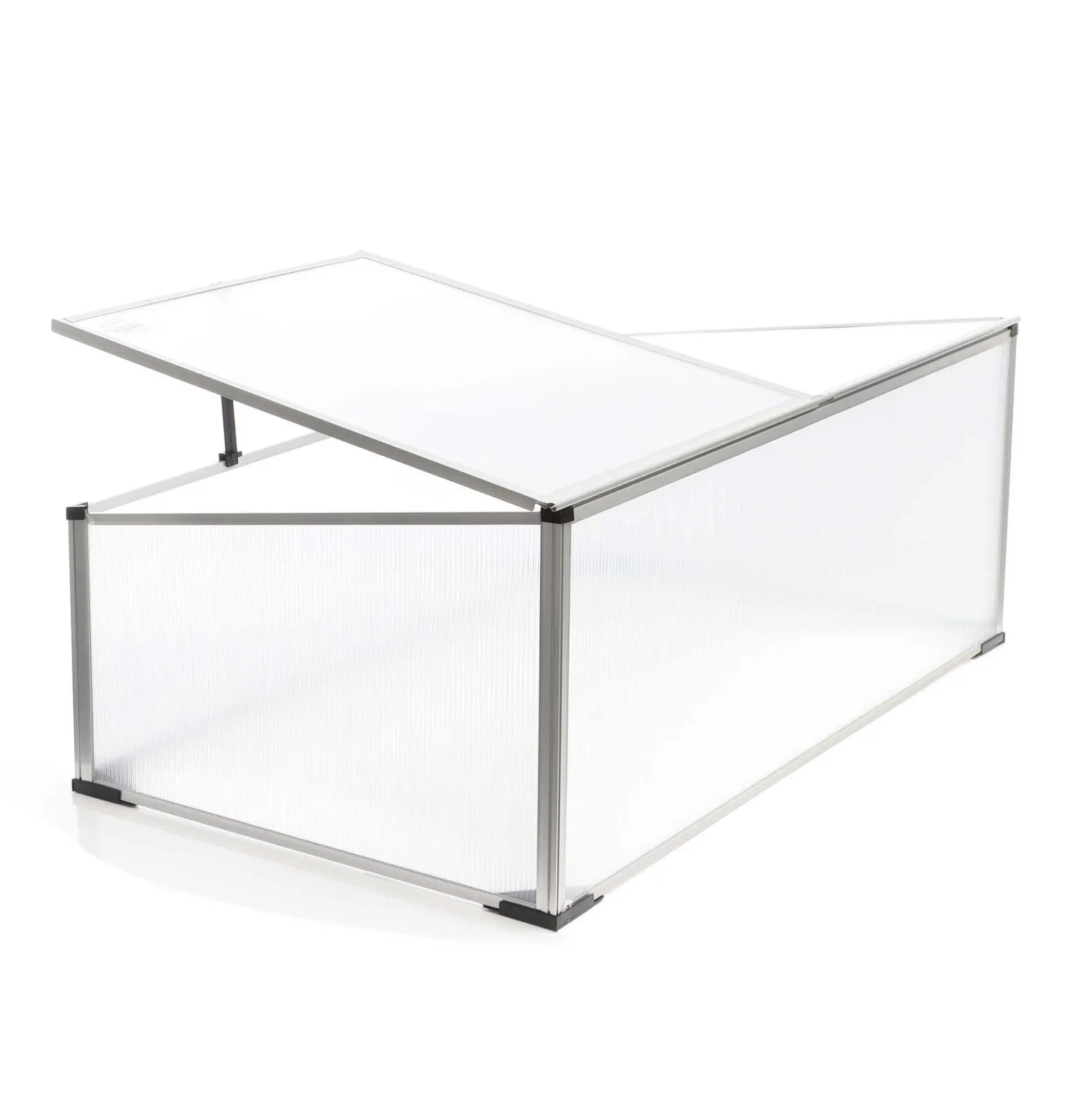 Wiltec Frühbeet Gewächshaus aus Aluminium, 100 x 60 x 40 cm, Gemüsebeet mit arretierbarem Dach und 2 Flügeln, witterungsbeständig, UV-Schutz