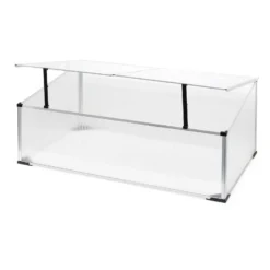 Wiltec Frühbeet Gewächshaus aus Aluminium, 100 x 60 x 40 cm, Gemüsebeet mit arretierbarem Dach und 2 Flügeln, witterungsbeständig, UV-Schutz