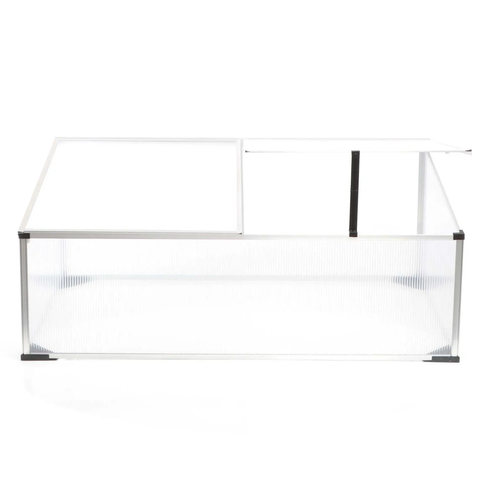 Wiltec Frühbeet Gewächshaus aus Aluminium, 100 x 60 x 40 cm, Gemüsebeet mit arretierbarem Dach und 2 Flügeln, witterungsbeständig, UV-Schutz