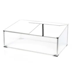 Wiltec Frühbeet Gewächshaus aus Aluminium, 100 x 60 x 40 cm, Gemüsebeet mit arretierbarem Dach und 2 Flügeln, witterungsbeständig, UV-Schutz