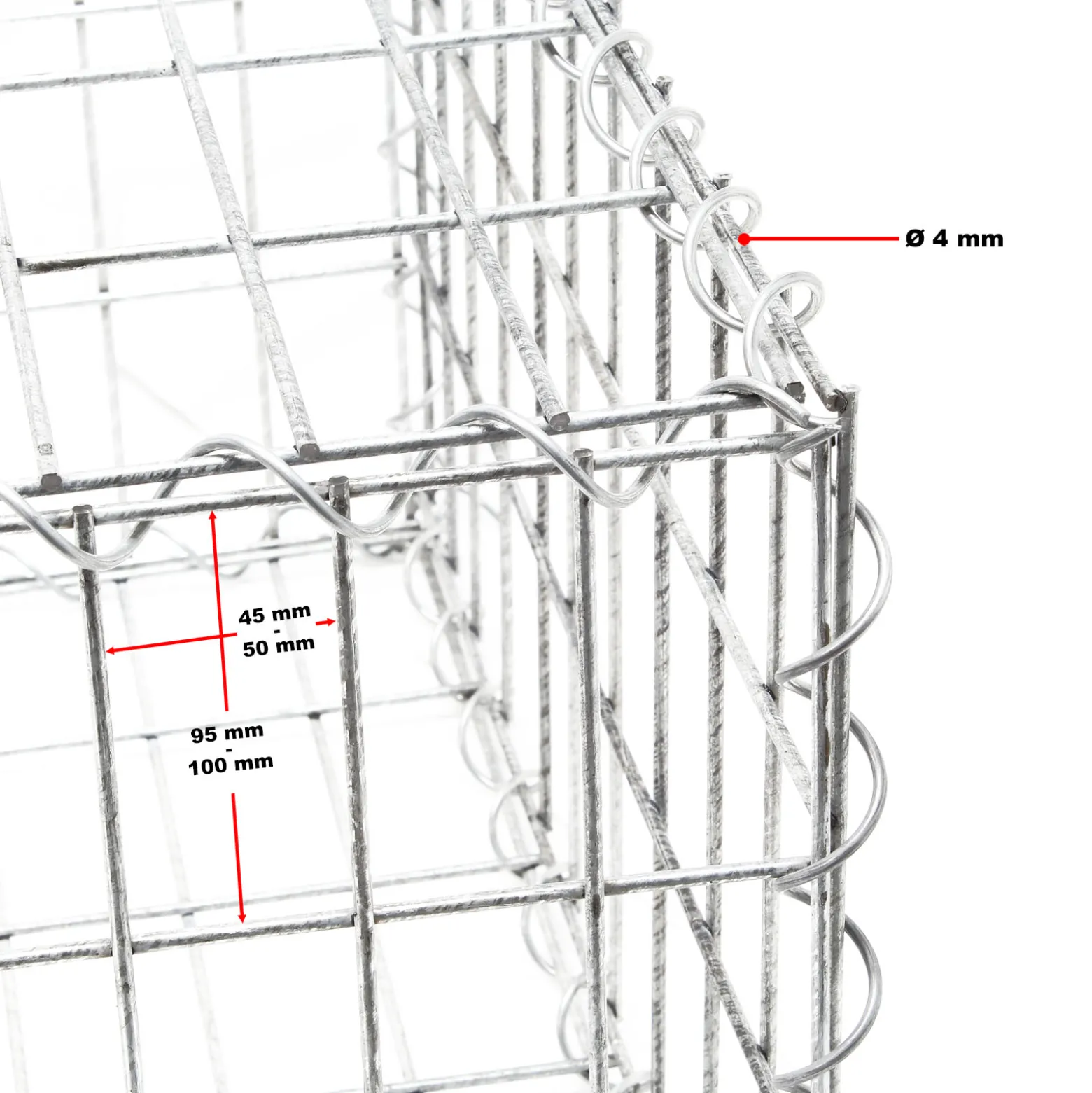 Wiltec Gabione 100 x 80 x 30 cm aus Drahtgitter, feuerverzinkter Gabionenzaun, Steinkorb für Gabionenwand, Gabionen Sichtschutz und Gabionen Hochbeet