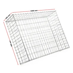Wiltec Gabione 100 x 80 x 30 cm aus Drahtgitter, feuerverzinkter Gabionenzaun, Steinkorb für Gabionenwand, Gabionen Sichtschutz und Gabionen Hochbeet
