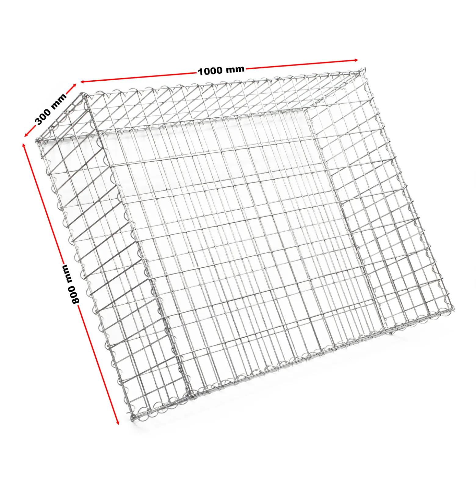 Wiltec Gabione 100 x 80 x 30 cm aus Drahtgitter, feuerverzinkter Gabionenzaun, Steinkorb für Gabionenwand, Gabionen Sichtschutz und Gabionen Hochbeet