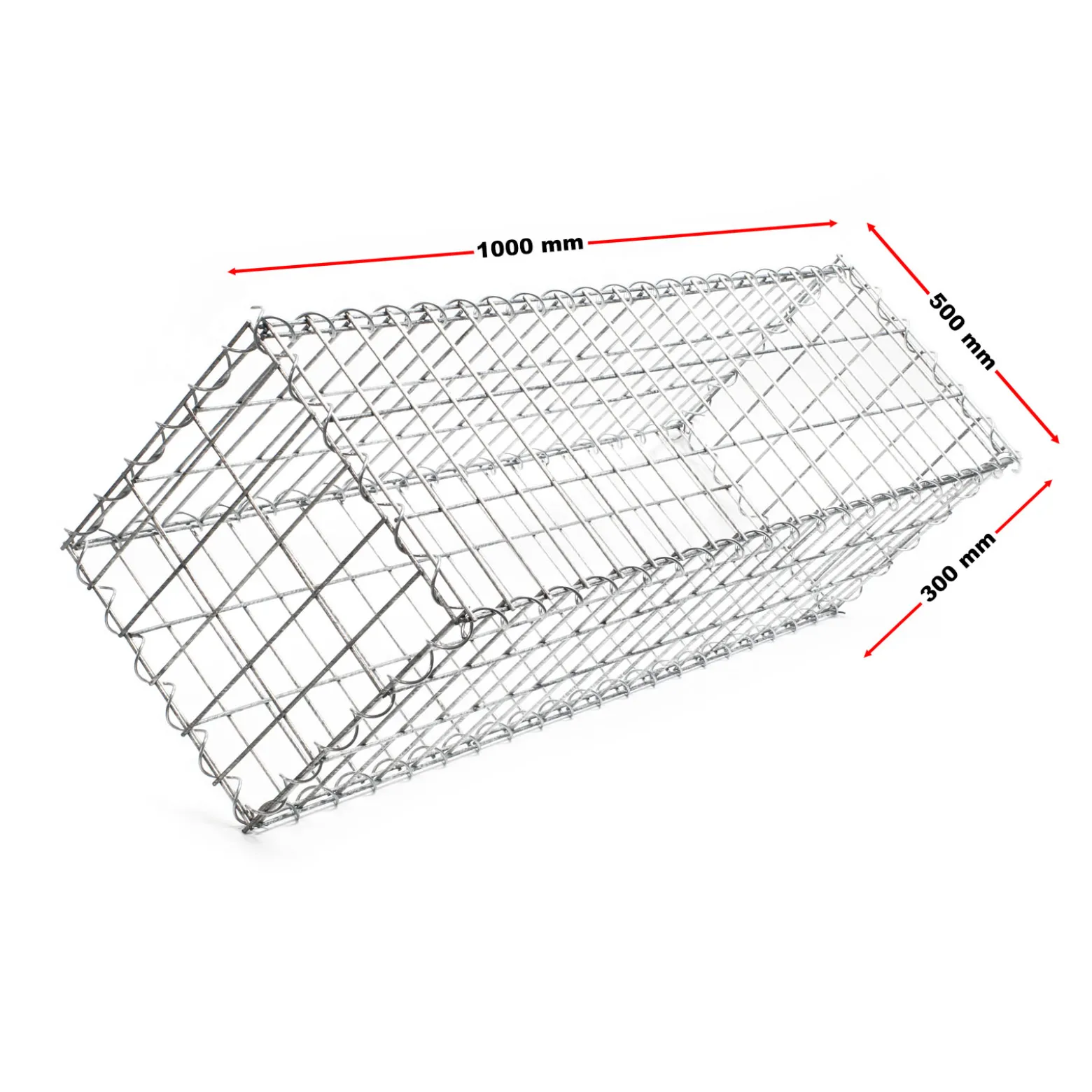 Wiltec Gabione 100 x 50 x 30 cm aus Drahtgitter, feuerverzinkter Gabionenzaun, Steinkorb für Gabionenwand, Gabionen Sichtschutz und Gabionen Hochbeet