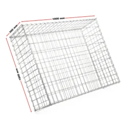 Wiltec Gabione 100 x 100 x 30 cm aus Drahtgitter, feuerverzinkter Gabionenzaun, Steinkorb für Gabionenwand, Gabionen Sichtschutz und Gabionen Hochbeet