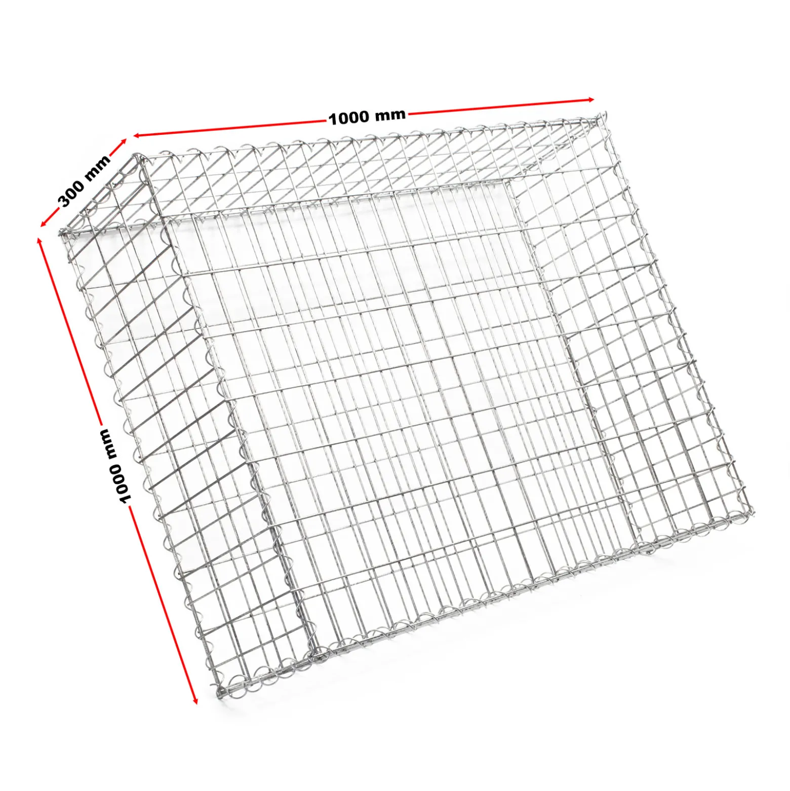 Wiltec Gabione 100 x 100 x 30 cm aus Drahtgitter, feuerverzinkter Gabionenzaun, Steinkorb für Gabionenwand, Gabionen Sichtschutz und Gabionen Hochbeet