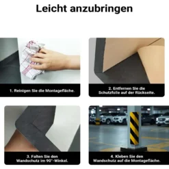 Wiltec Garagen Wandschutz 2 Stück je 400 x 75 x 20 mm, 2er-Set selbstklebender Türkantenschutz für Ihr Auto aus robustem EVA-Material, Einparkhilfe Garage
