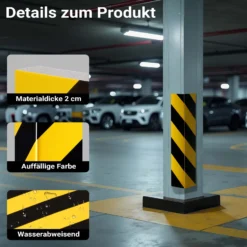 Wiltec Garagen Wandschutz 2 Stück je 400 x 75 x 20 mm, 2er-Set selbstklebender Türkantenschutz für Ihr Auto aus robustem EVA-Material, Einparkhilfe Garage