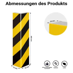 Wiltec Garagen Wandschutz 400 x 75 x 20 mm 8 Stück, Selbstklebender Türkantenschutz für Ihr Auto aus robustem EVA-Material, Einparkhilfe Garage