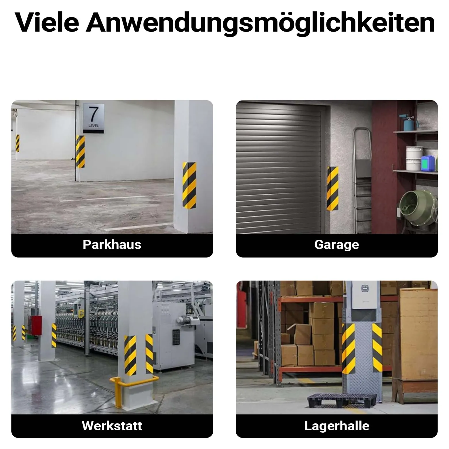 Wiltec Garagen Wandschutz 400 x 75 x 20 mm 2 Stück, Selbstklebender Türkantenschutz für Ihr Auto aus robustem EVA-Material, Einparkhilfe Garage