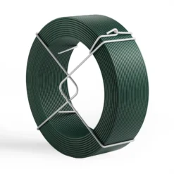 Wiltec Gartendraht grün Ø 2 mm x 50 m, Bindedraht Stahl verzinkt mit PVC-Beschichtung, Pflanzendraht mit Drahthalterung, flexibler Basteldraht