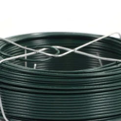 Wiltec Gartendraht grün Ø 1,15 mm x 50 m, Bindedraht Stahl verzinkt mit PVC-Beschichtung, Pflanzendraht mit Drahthalterung, flexibler Basteldraht