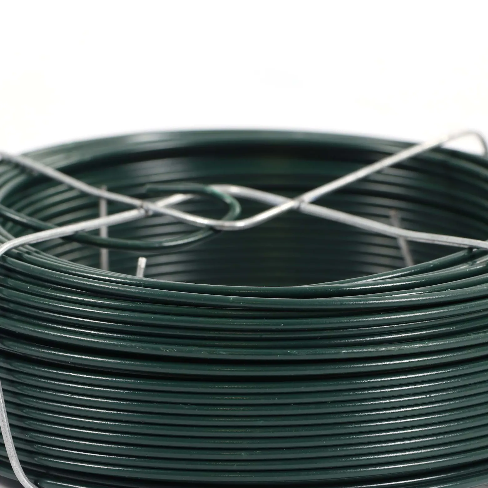Wiltec Gartendraht grün Ø 1,15 mm x 50 m, Bindedraht Stahl verzinkt mit PVC-Beschichtung, Pflanzendraht mit Drahthalterung, flexibler Basteldraht