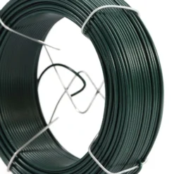 Wiltec Gartendraht grün Ø 1,15 mm x 50 m, Bindedraht Stahl verzinkt mit PVC-Beschichtung, Pflanzendraht mit Drahthalterung, flexibler Basteldraht