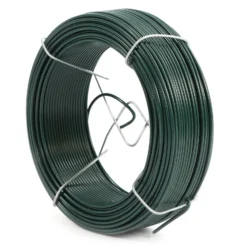 Wiltec Gartendraht grün Ø 1,15 mm x 50 m, Bindedraht Stahl verzinkt mit PVC-Beschichtung, Pflanzendraht mit Drahthalterung, flexibler Basteldraht