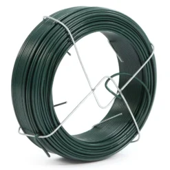 Wiltec Gartendraht grün Ø 1,15 mm x 50 m, Bindedraht Stahl verzinkt mit PVC-Beschichtung, Pflanzendraht mit Drahthalterung, flexibler Basteldraht