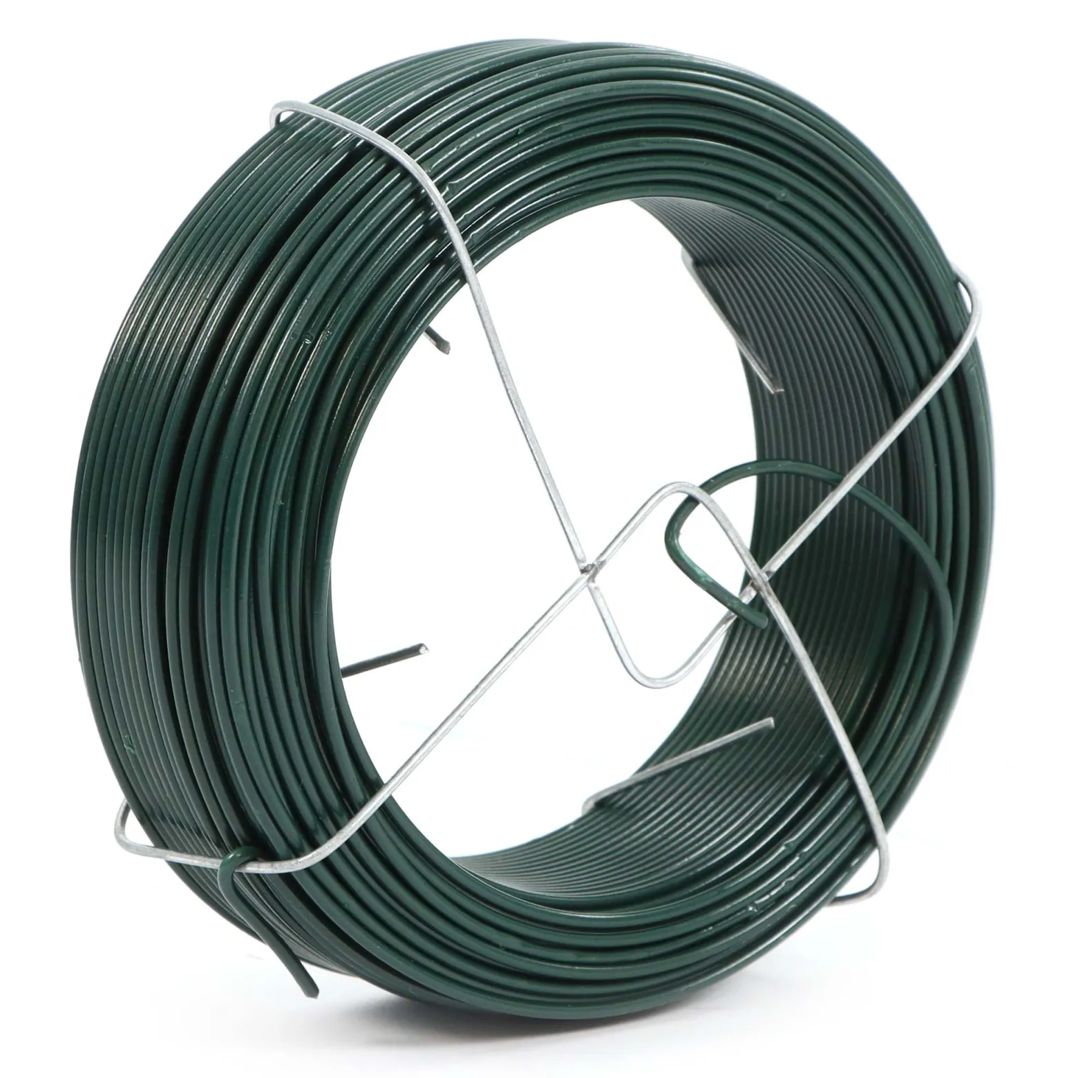 Wiltec Gartendraht grün Ø 1,15 mm x 50 m, Bindedraht Stahl verzinkt mit PVC-Beschichtung, Pflanzendraht mit Drahthalterung, flexibler Basteldraht