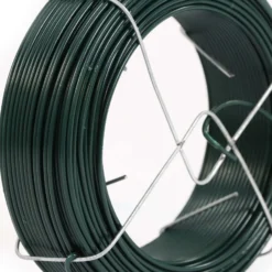 Wiltec Gartendraht grün Ø 1,15 mm x 50 m, Bindedraht Stahl verzinkt mit PVC-Beschichtung, Pflanzendraht mit Drahthalterung, flexibler Basteldraht