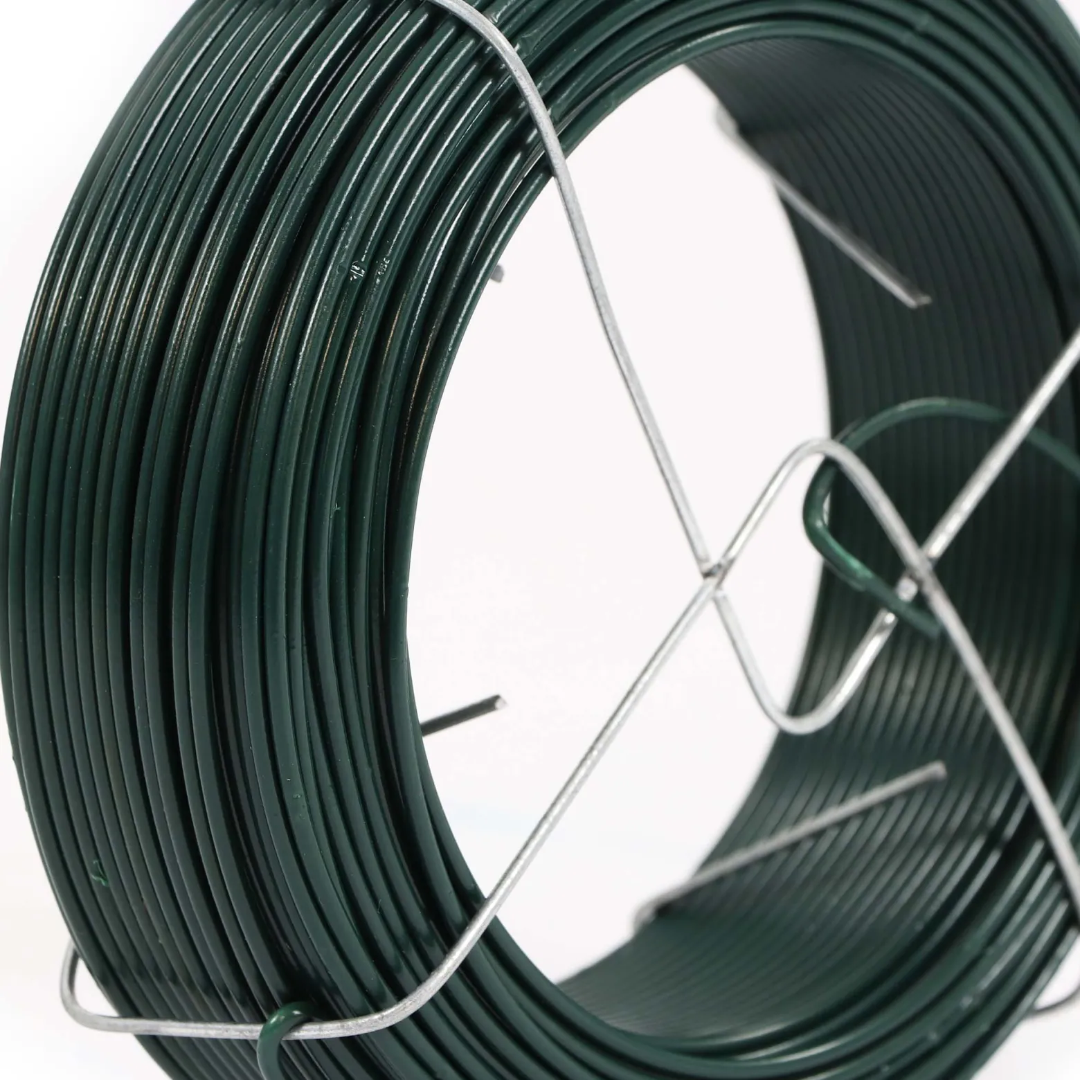 Wiltec Gartendraht grün Ø 1,15 mm x 50 m, Bindedraht Stahl verzinkt mit PVC-Beschichtung, Pflanzendraht mit Drahthalterung, flexibler Basteldraht