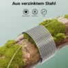 Wiltec Gartendraht Ø 1,8 mm, Wickeldraht 50 m, Bindedraht Stahl verzinkt, Pflanzendraht mit Abrollspinne, flexibler Basteldraht vielseitig
