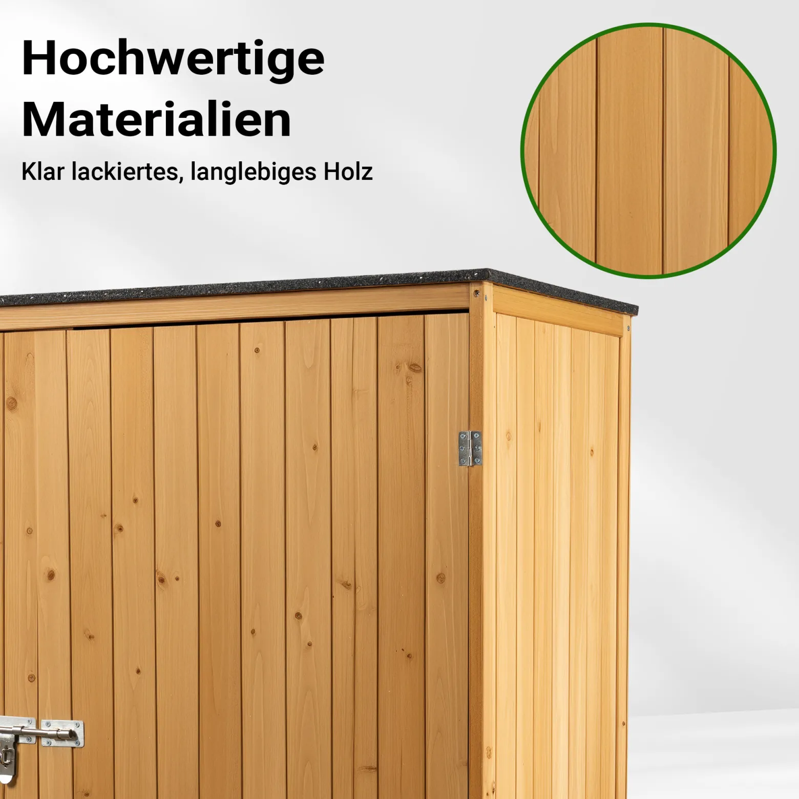 Wiltec Gartenhaus mit Doppeltür in Naturfarbe Holz 136 x 58 x 127 cm Gerätehaus für den Garten Geräteschuppen Gartenschrank Geräteschrank